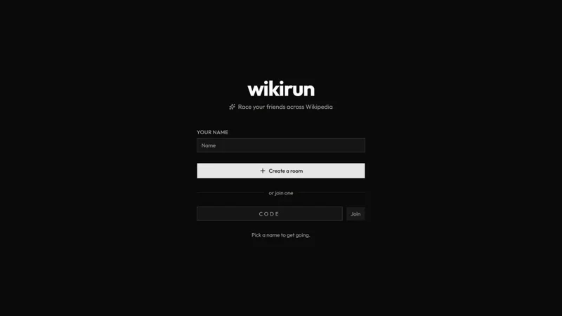 Wikirun room creation screenshot